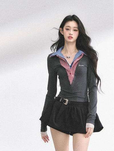 Fake Two-piece Long-sleeved T-shirt DIA0526