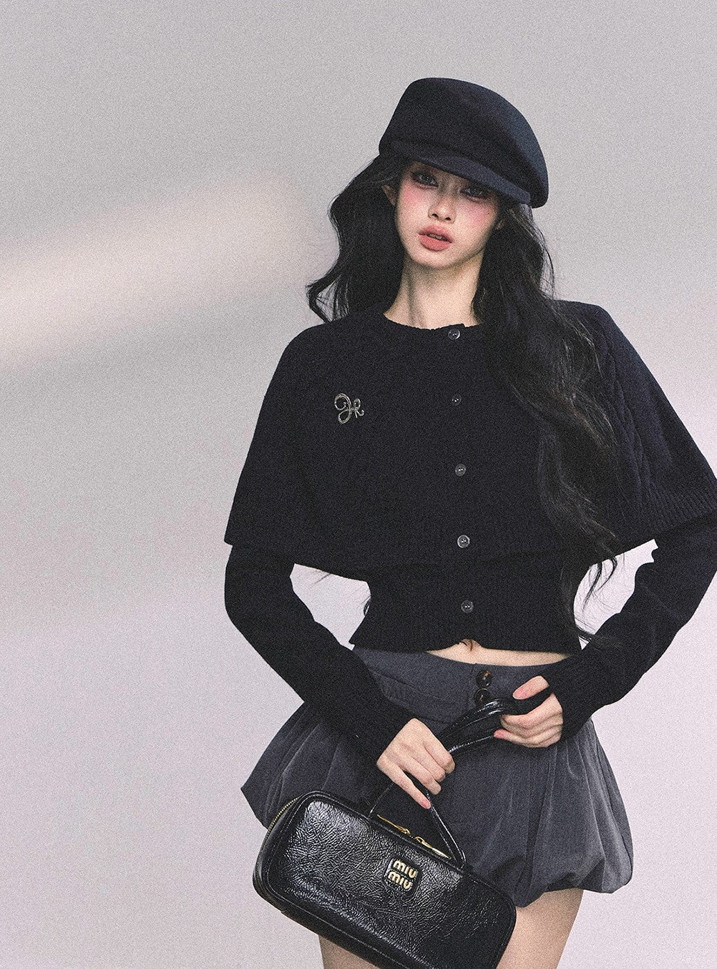 Long-sleeved Cable Cloak Sweater DIA0645