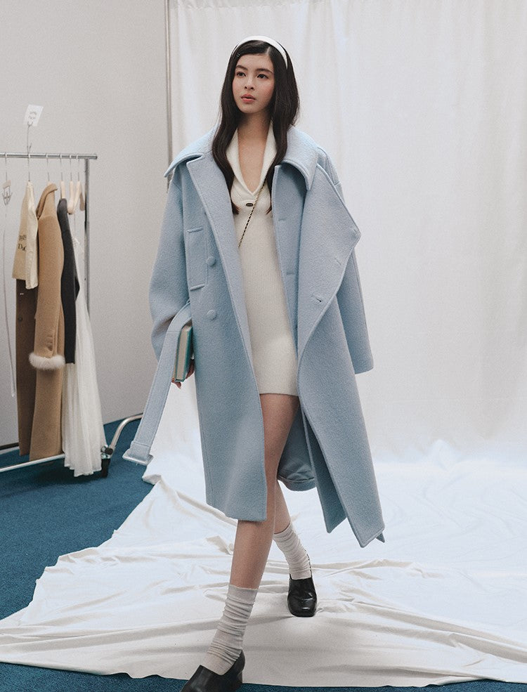 Elegant Mid-Length Wool Belt Coat LAL0244