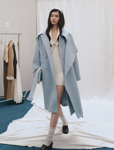 Elegant Mid-Length Wool Belt Coat LAL0244