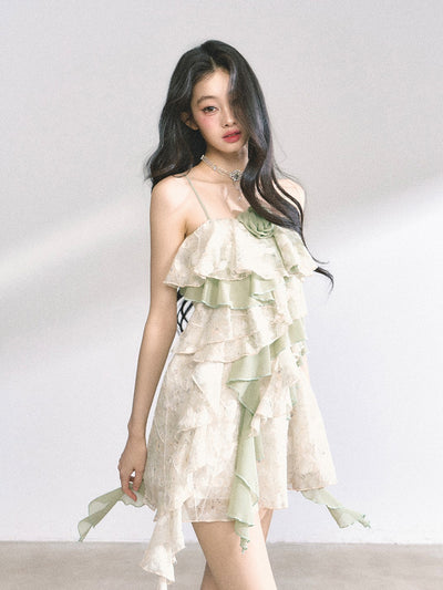 Lace Floral Suspender Dress DIA0440