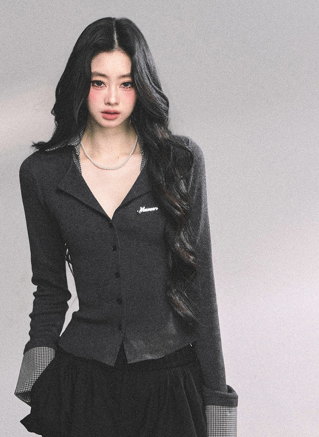 Fake Two-Piece Plaid Long-Sleeved Sweater DIA0634