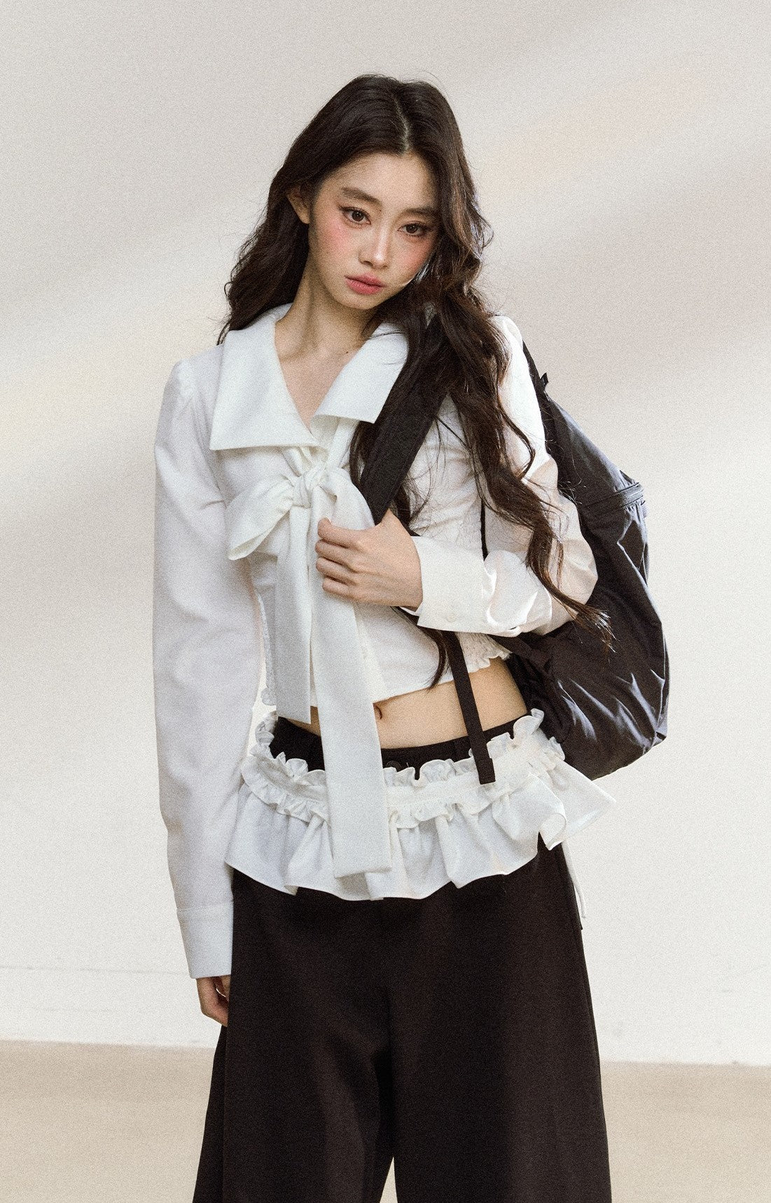 White Bow Lace Shirt/Pants SHI0210