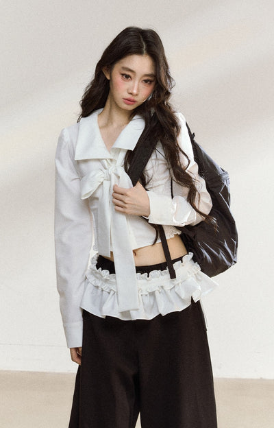 White Bow Lace Shirt/Pants SHI0210