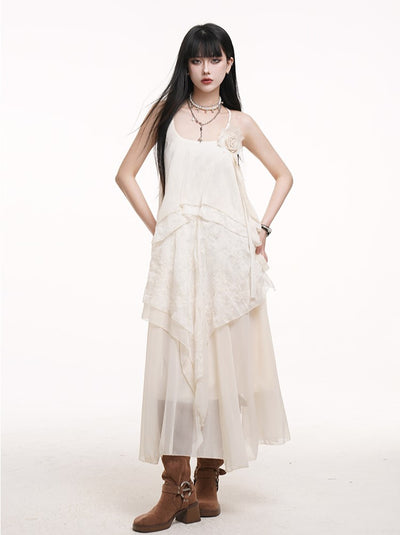 White Lace Suspender Dress LAD0178