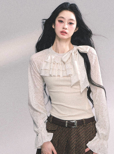 Fake Two-piece Lace Knitted Shirt DIA0657