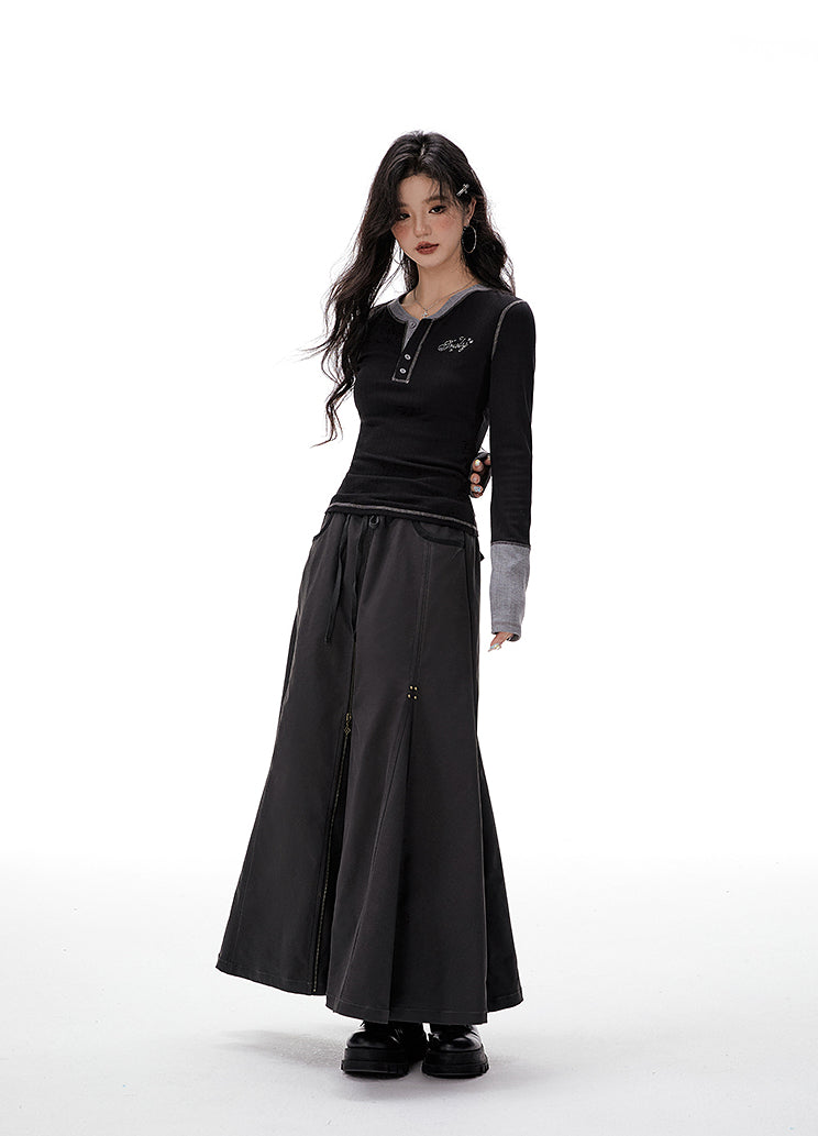 Adjustable Zipper Elasticated Waistband Workwear Trend Mermaid Skirt IMO0075