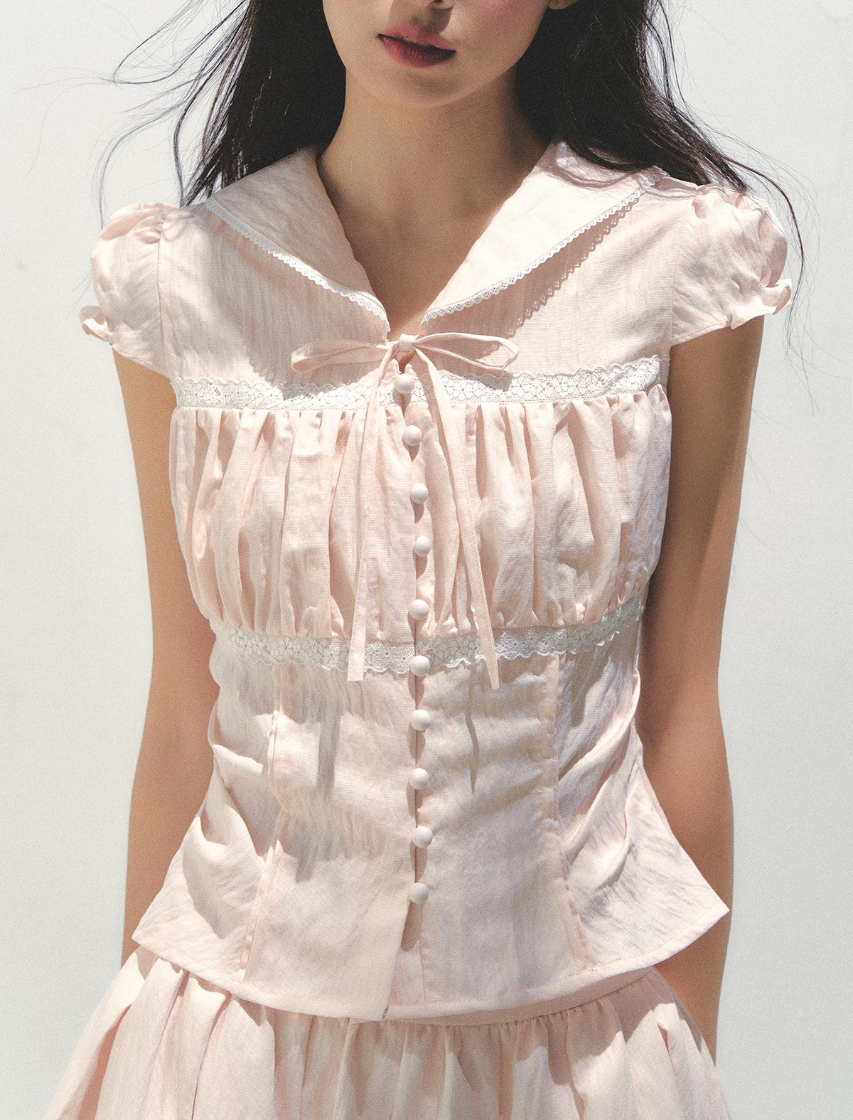 Navy Collar Waist Shirt /Skirt SUN0161