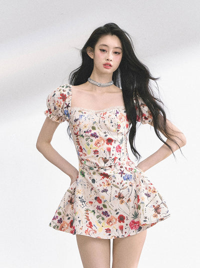 Lace Floral Slim Short Dress DIA0513
