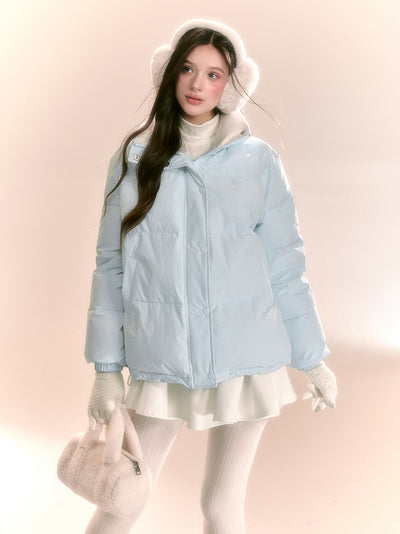 Macaron Light Blue/Pink Stand Collar Short Down Jacket QDQ0098