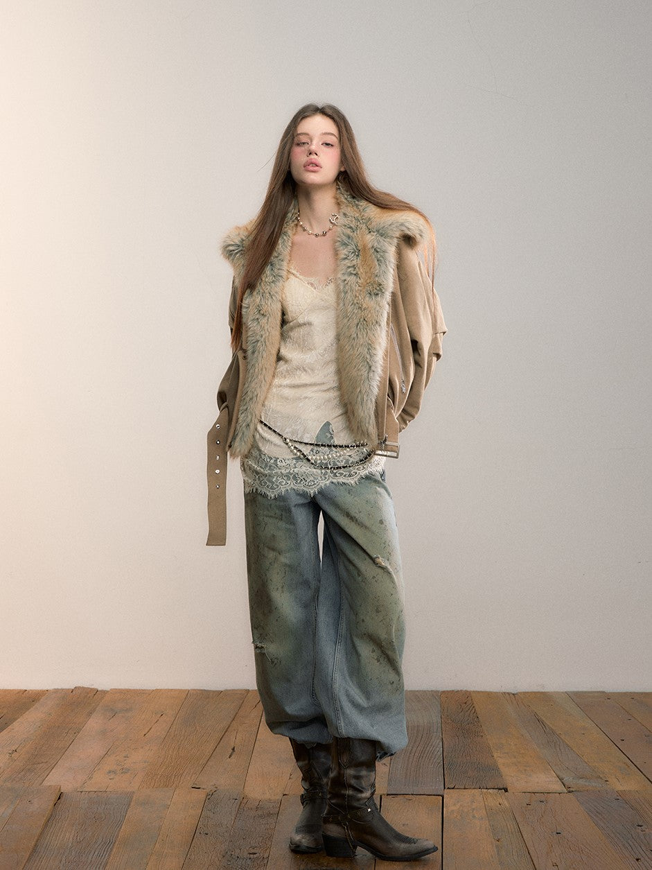 Gradient Fur-lined Reversible Coat VIA0354