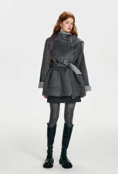 Loose Cape Style Reversible Wool Double-sided Coat BOH0093