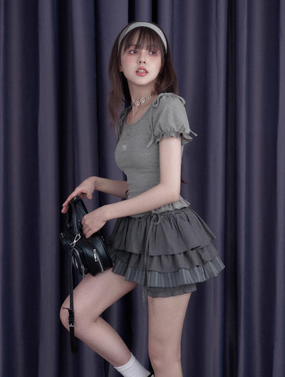 Gray Cake Skirt Pants SAG0262