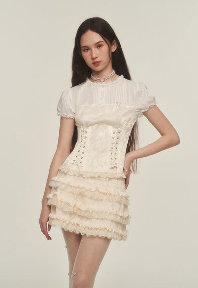 French Retro Pleated Puffy Cake Short Skirt AYF0039