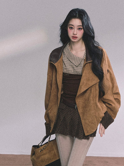 Fake Two-piece Knitted Plaid Shirt DIA0618