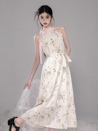 Rose Print One Shoulder Dress COT0323