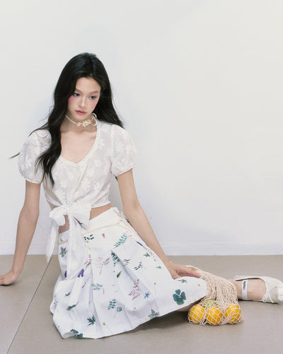 Flower A-line Pleated Skirt FRA0407