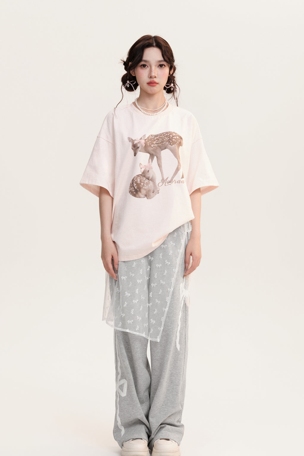 Deer Print Short Sleeve Animal T-shirt AOO0020