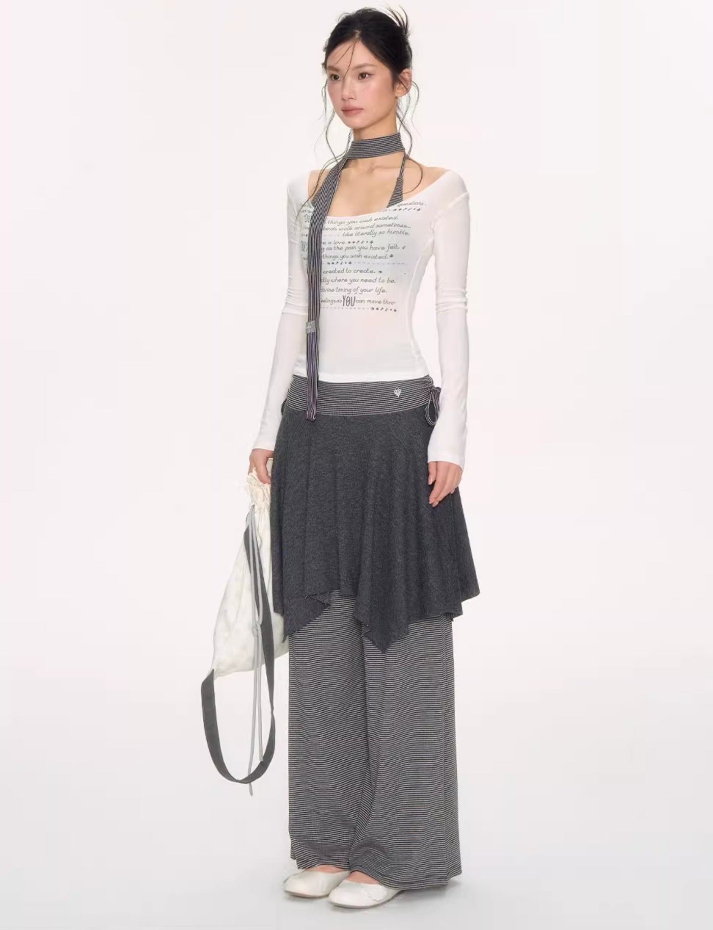 Love Lock Striped Irregular Skirt NEC0226