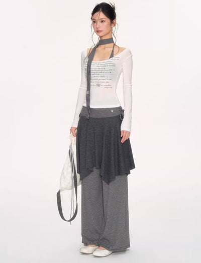 Love Lock Striped Irregular Skirt NEC0226
