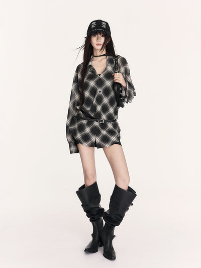 Sunscreen Retro Plaid Loose Shirt VOC0406