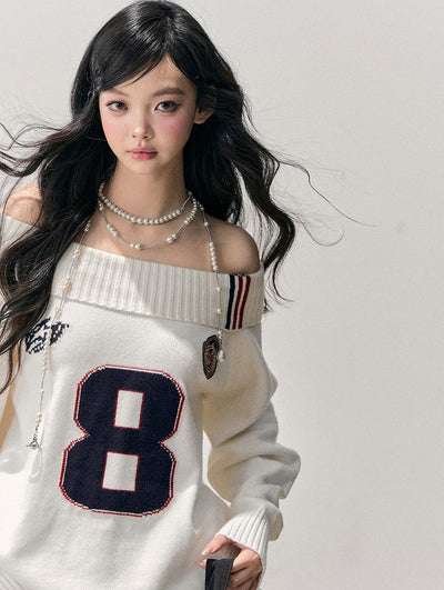 Off-Shoulder Casual Design Sweater DIA0758