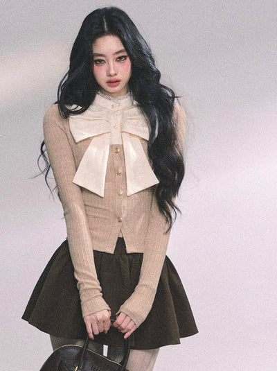 Fake Two-piece Lace Ribbon Knitted Top DIA0640