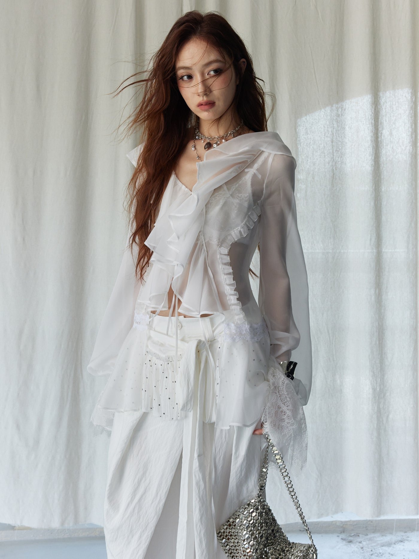 Romantic Fairy Ruffled White Shirt JNY0240