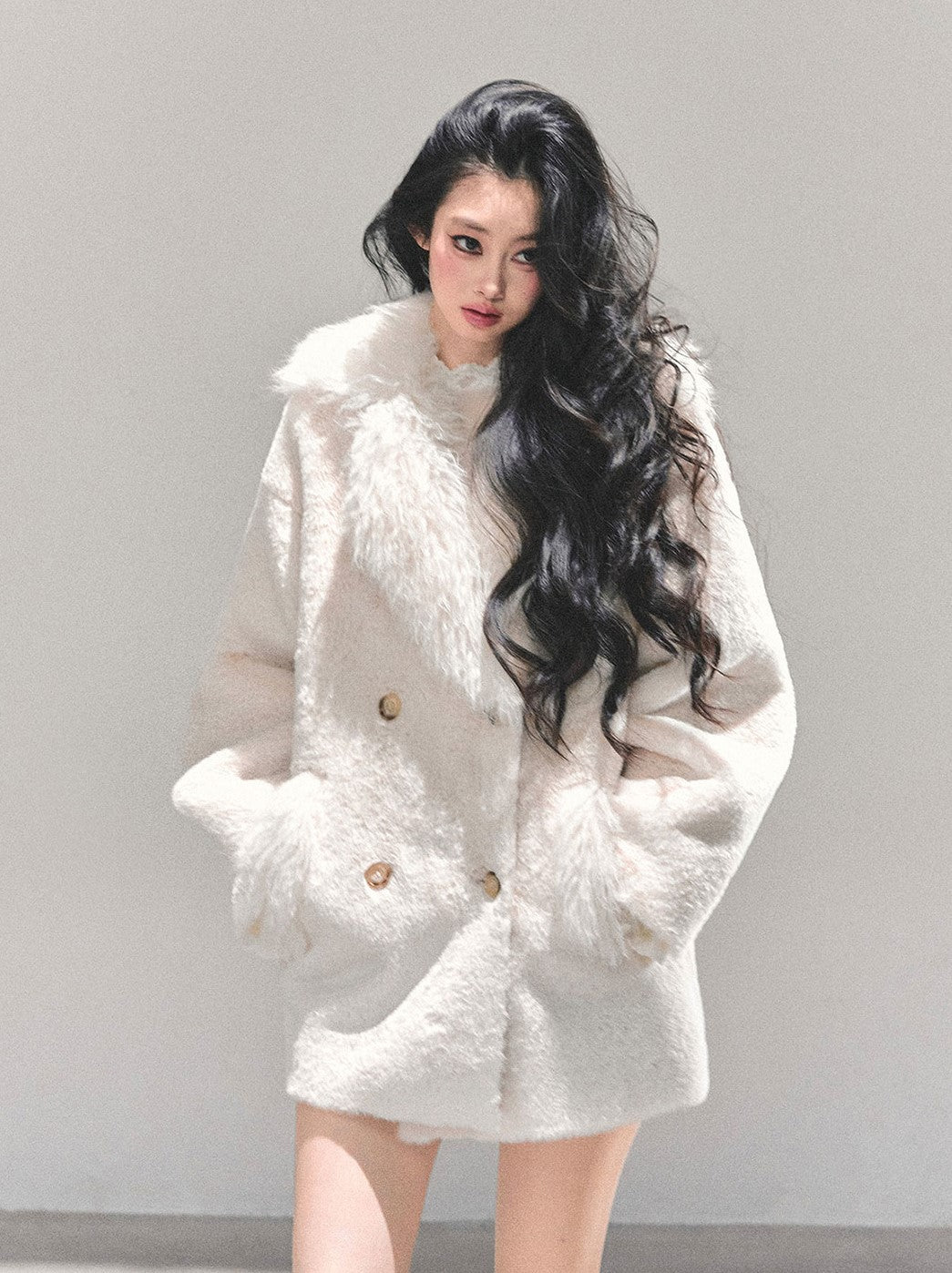 Off-white Fur Trim Coat DIA0675