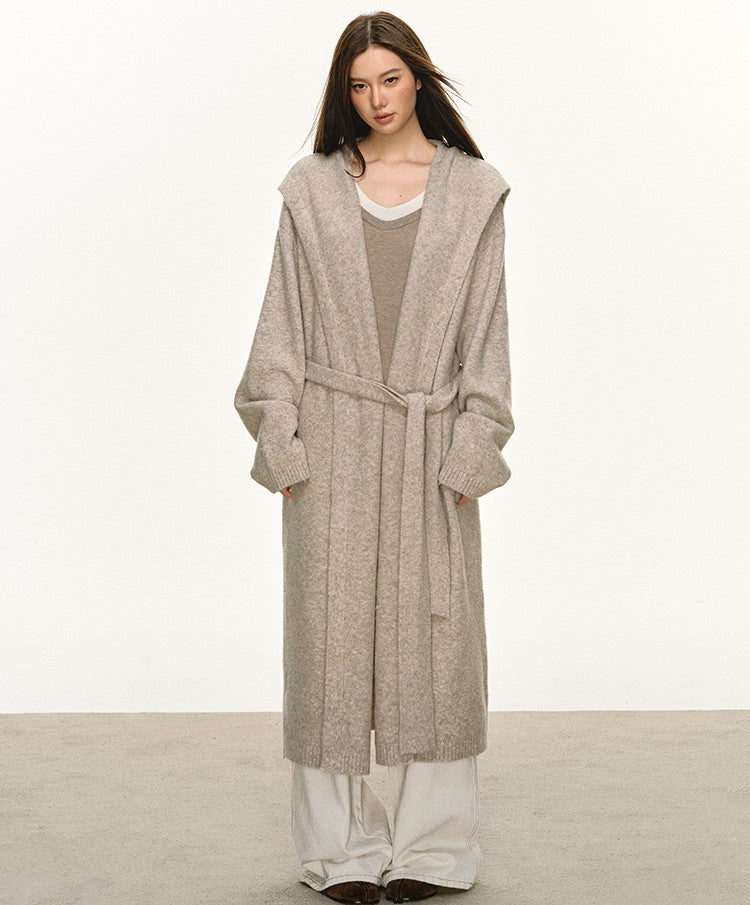 Relaxed Wool Hooded Long Cardigan ANA0093