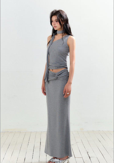 One-shoulder Top/Twisted Maxi Skirt AGM0161
