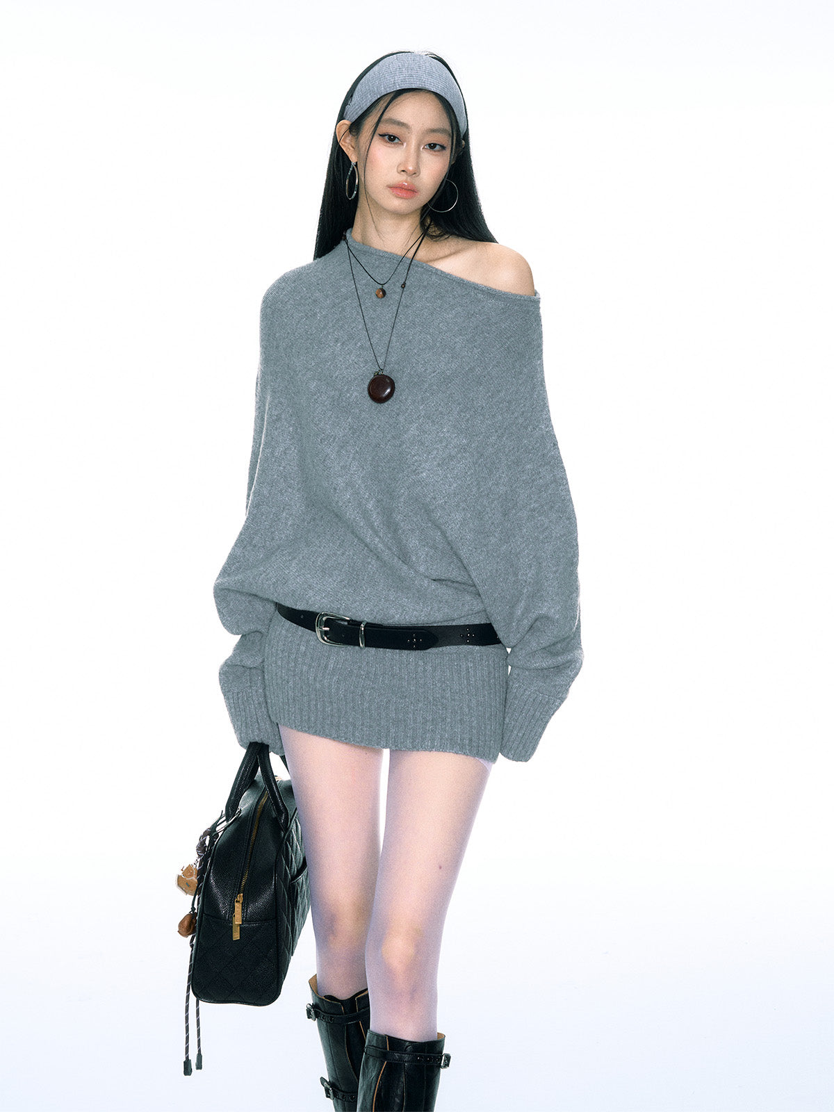 Loose Lazy Temperament High-end Oblique Shoulder Sweater CUR0157