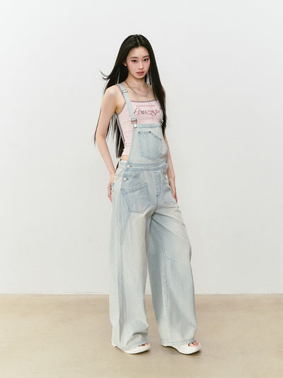 Light Blue Denim Casual Overalls Pants VIA0318