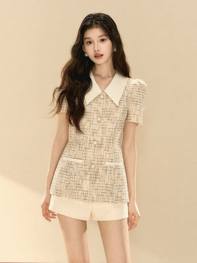 High Waist Gold Button Shorts OSH0137