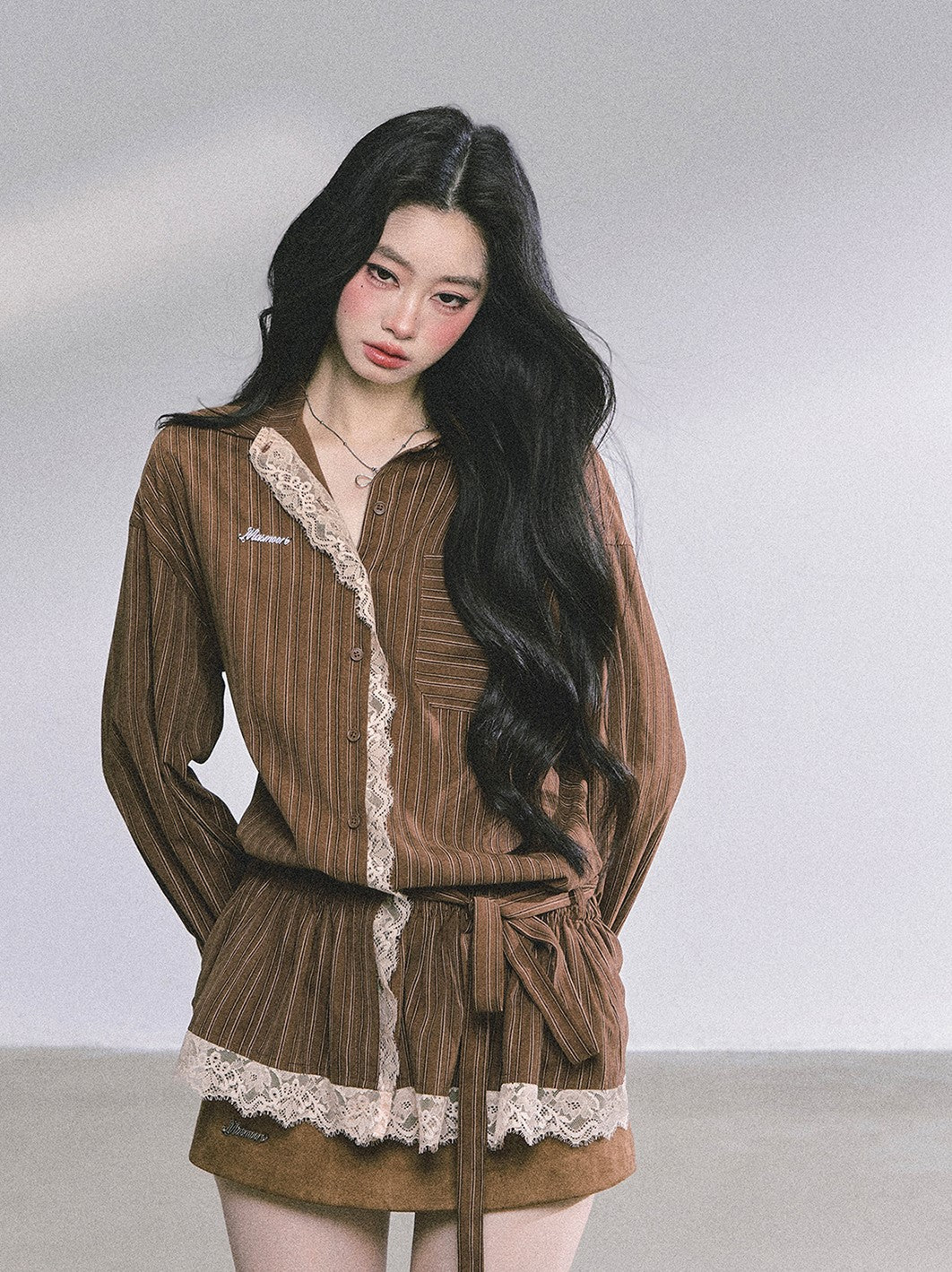 Lace Striped Shirt/Shawl DIA0586