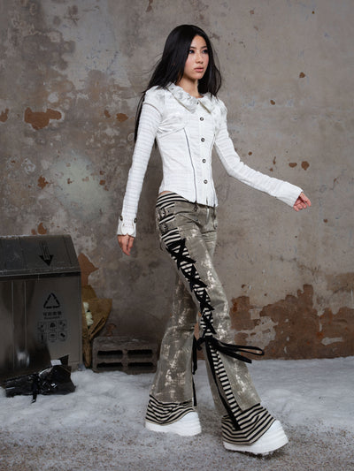 Contrast Color Low Waist Straight Punk Pants ARI0029