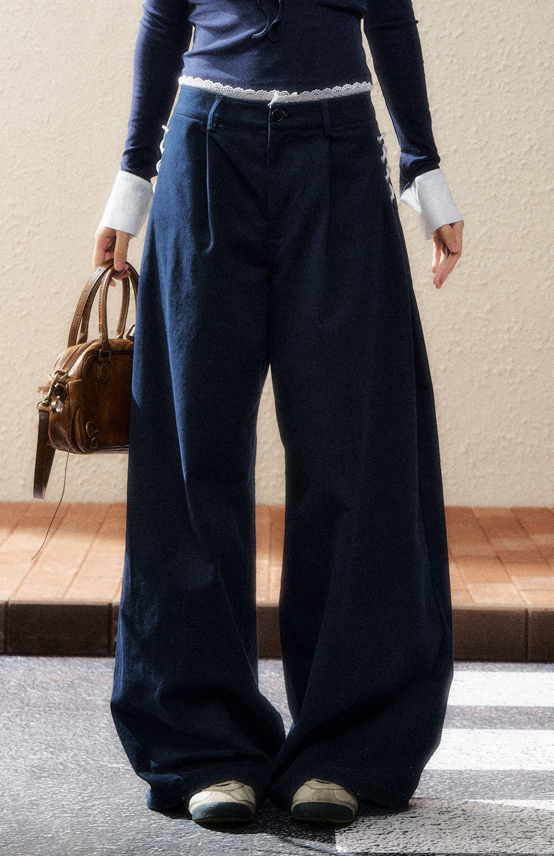 Strap Wide-leg Mopping Pants SHI0194
