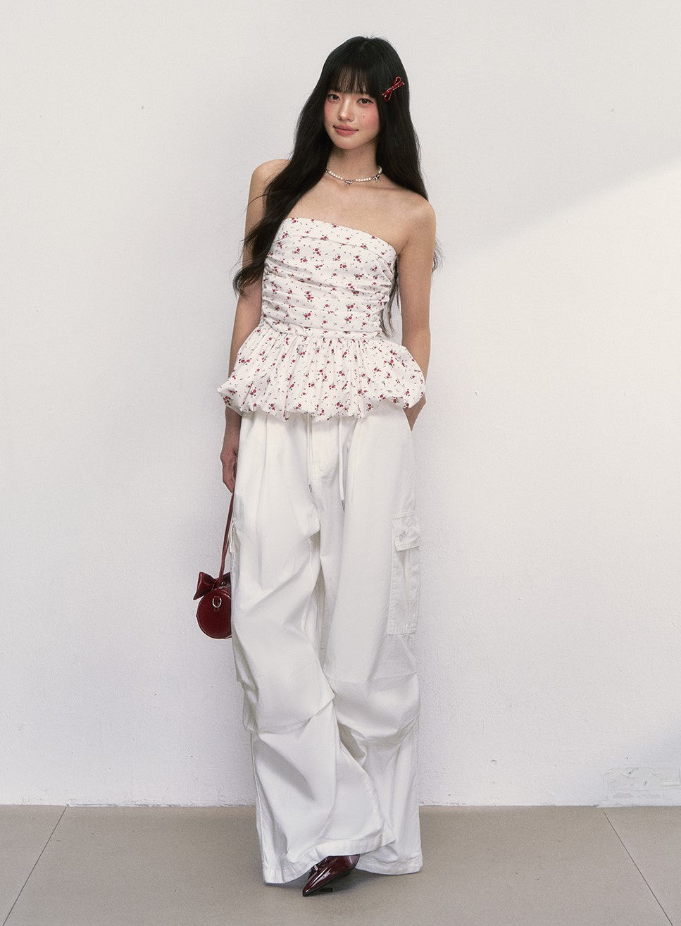 White Floral Tube Top WEE0017