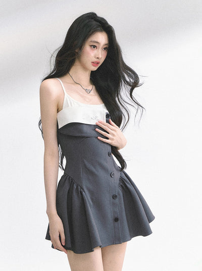 Hepburn Style Suspender Puffy Dress DIA0522
