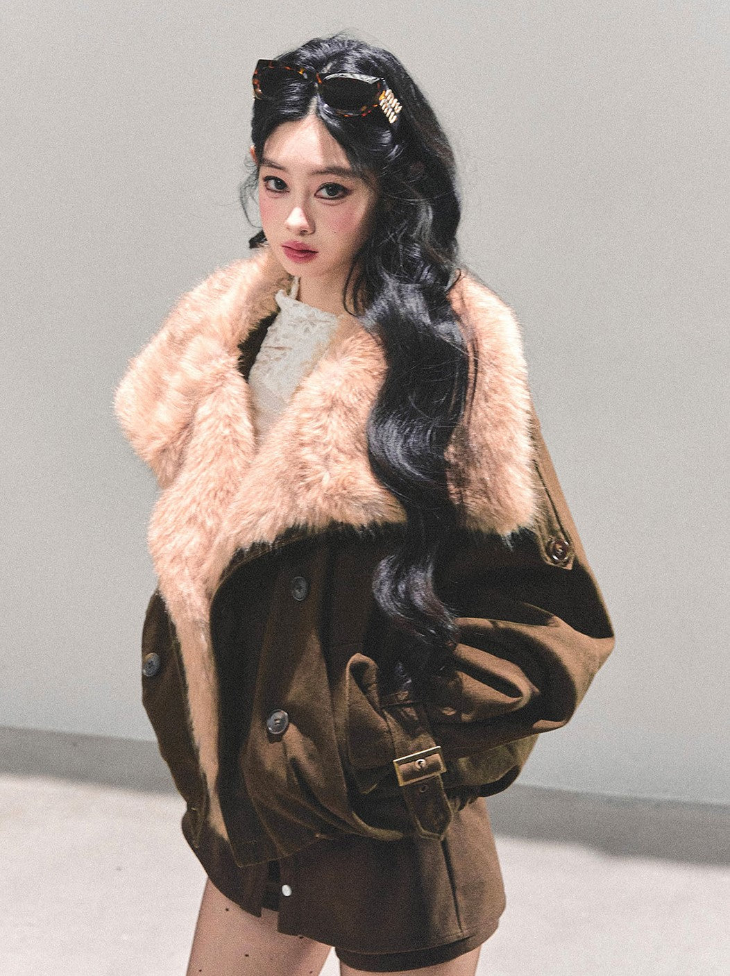 Furry Eco-friendly Large Lapel Jacket DIA0678