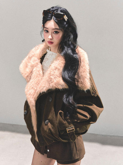 Furry Eco-friendly Large Lapel Jacket DIA0678