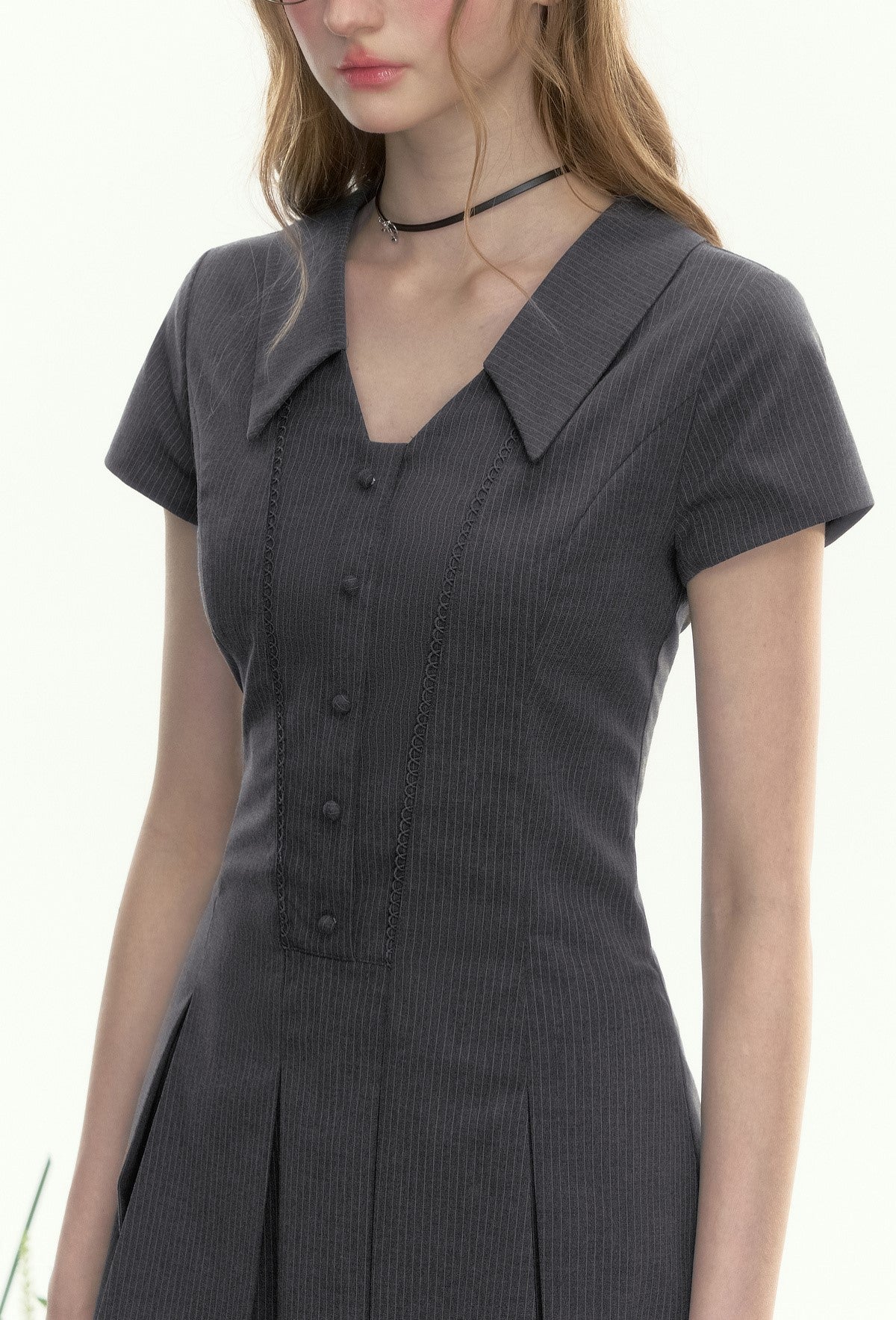 Lapel Retro Waist Dress AYF0085