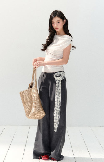 White Short-sleeved Lace T-shirt SHI0148