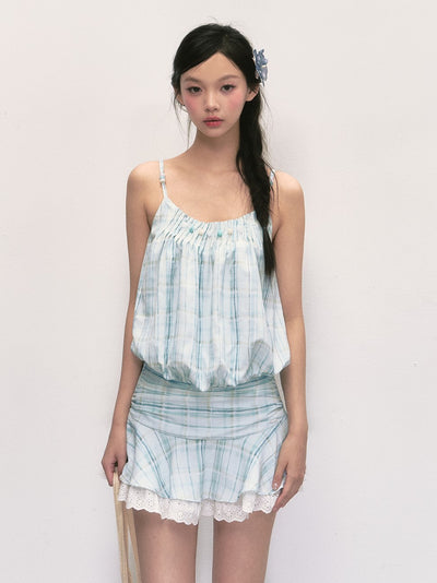Beaded Plaid Suspender Dress WEE0004