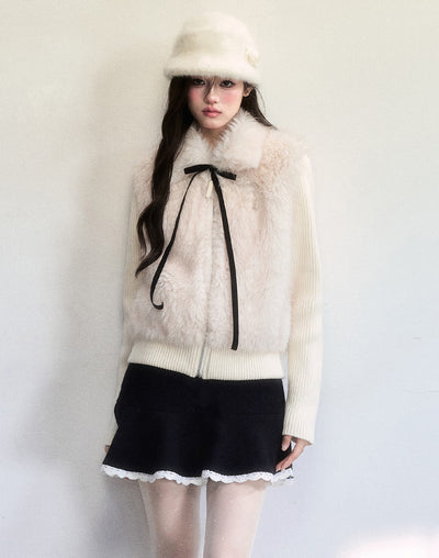 Retro Block Color Knitted Mini Skirt FRA0509