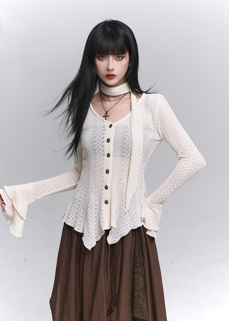 Long-Sleeved Knited Thin Cardigan LAD0232