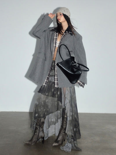 Printed Chiffon Irregular Ruffle Skirt JNY0279