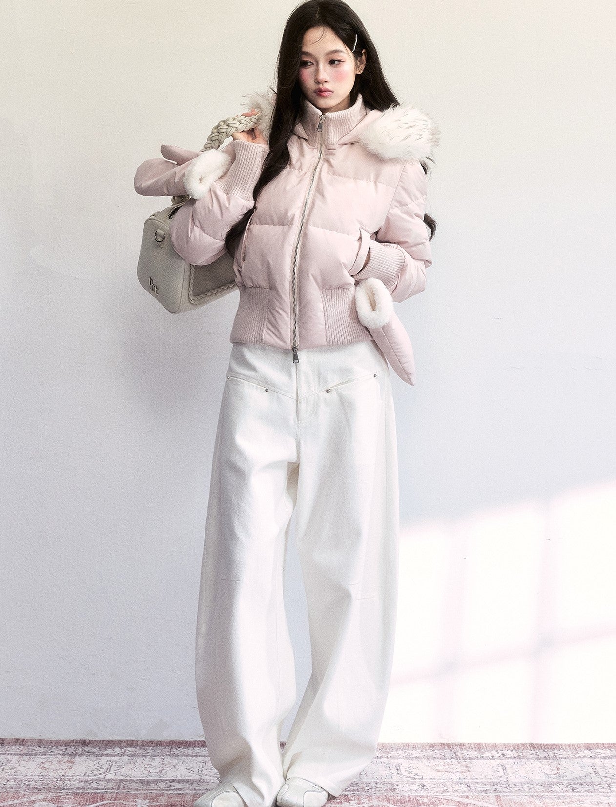 White Scimitar Sickle Shape Jeans FRA0506