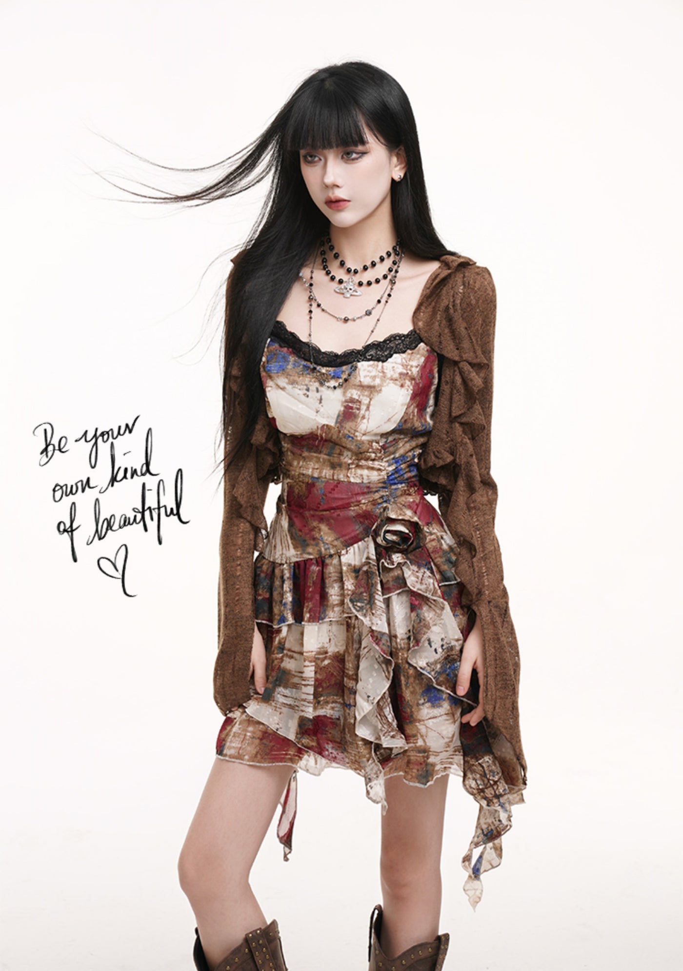 Irregular Colorful Suspender Dress LAD0176