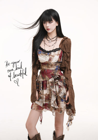 Irregular Colorful Suspender Dress LAD0176